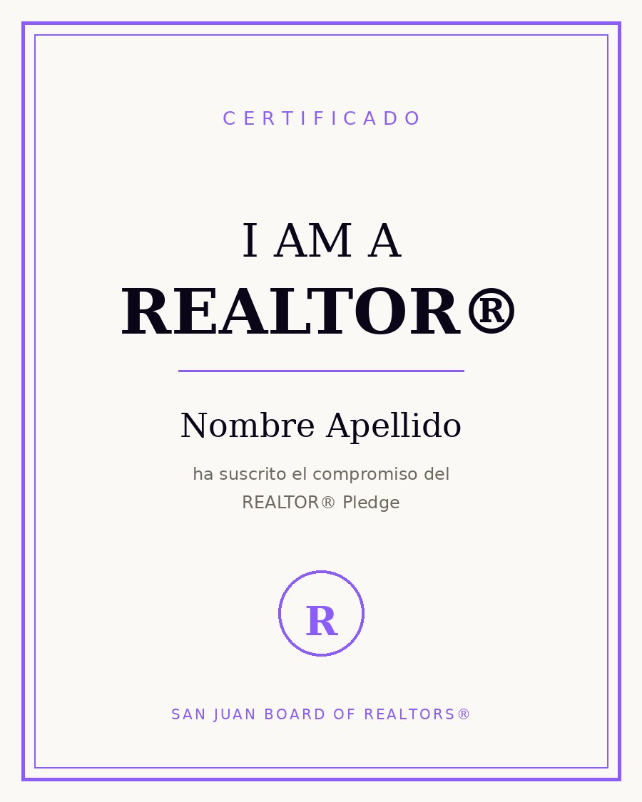 Certificado REALTOR® — Nombre Apellido